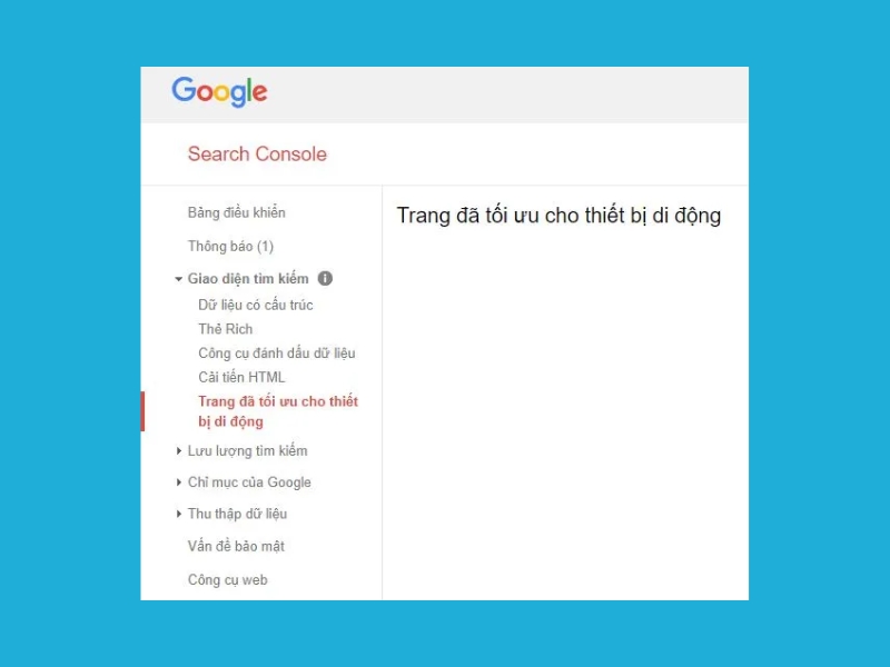 AMP hiển thị trên Google Search Console, công cụ quản lý và phân tích website của Google