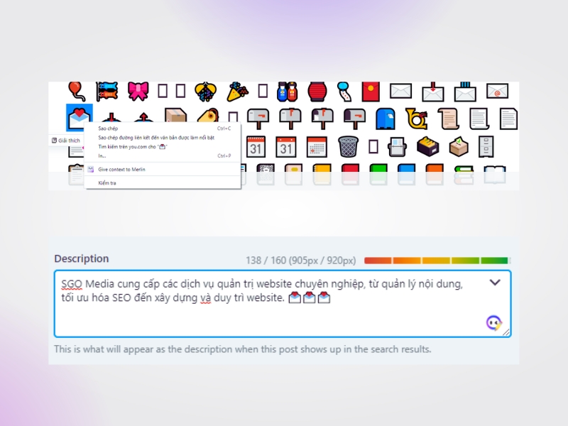 Cách thêm Emoji vào thẻ Meta description rất đơn giản.
