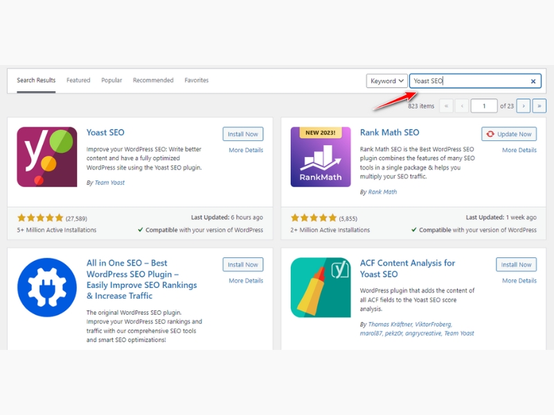 Tìm kiếm Yoast SEO