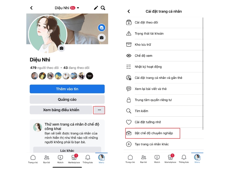 Cách bật chế độ chuyên nghiệp cho Facebook Profile là gì 