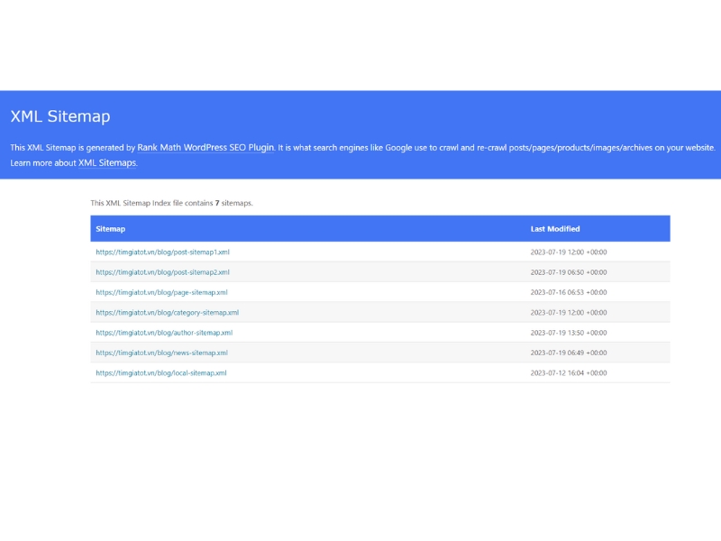 XML Sitemap là danh sách tất cả các trang quan trọng trên website