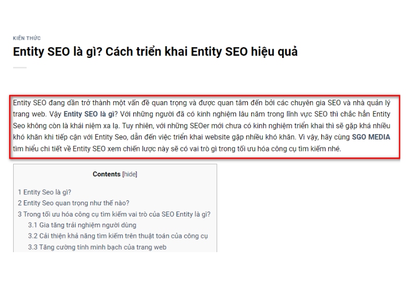 Đoạn sapo của một bài viết chuẩn SEO