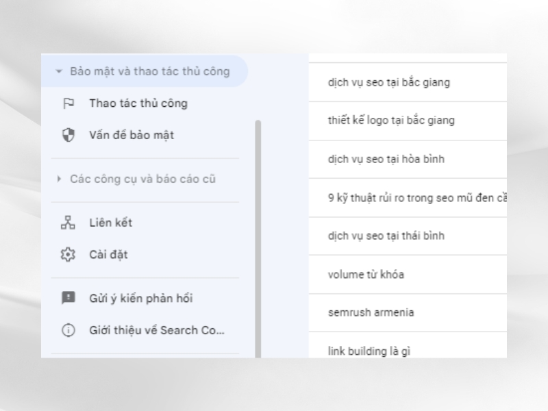 Security & Manual Actions kiểm tra xem trang web có bị nhiễm virus không. 