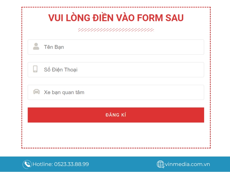 Thêm vào trang web chức năng đăng ký lái thử